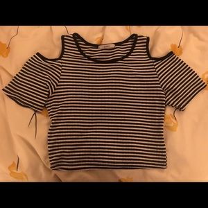 Striped Tee w/ Shoulder Cut Outs